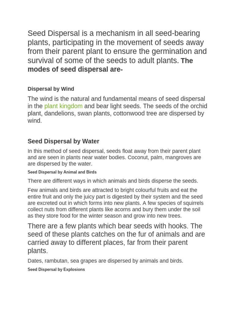 Okra Seed Dispersal Methods Explained | PDF