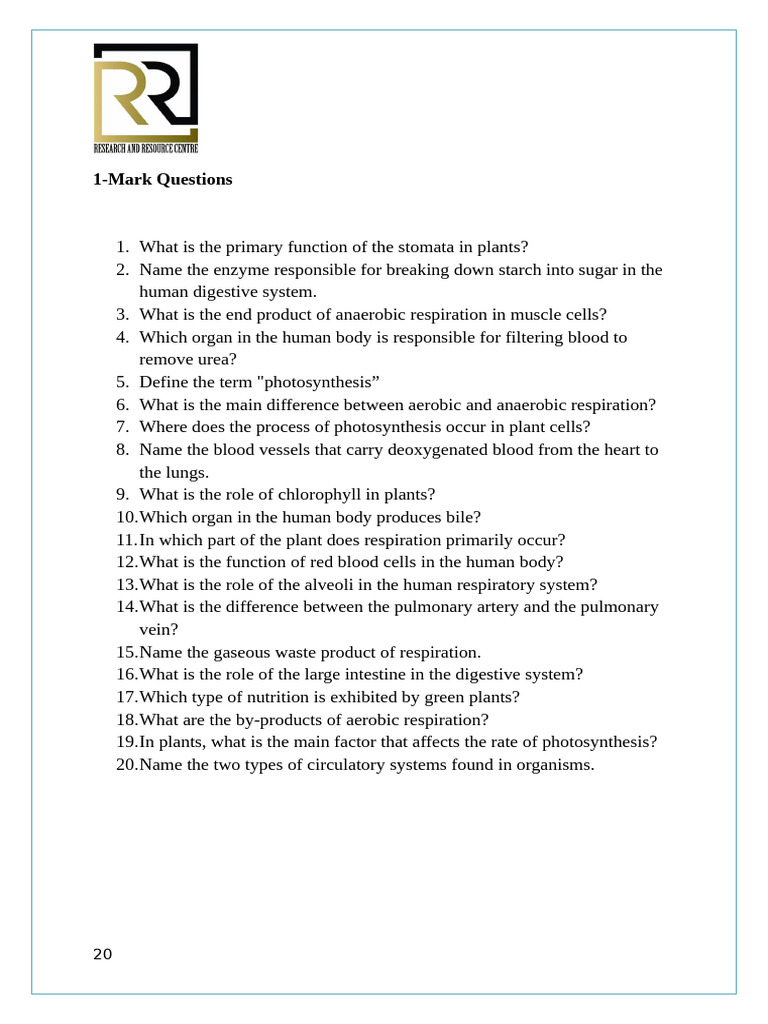 Key Biology Questions and Answers | PDF