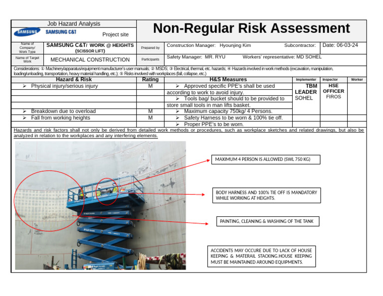 Scissor Lift Safety Risk Assessment | PDF | Personal Protective ...