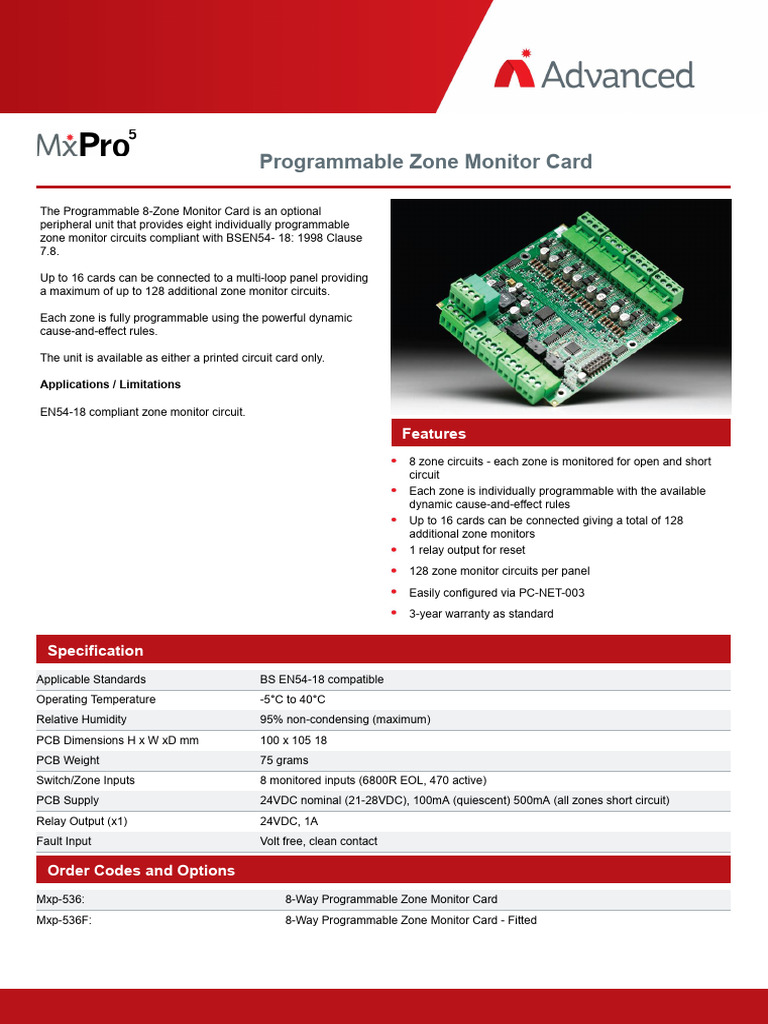 8-Zone Programmable Monitor Card | PDF | Relay | Printed Circuit Board