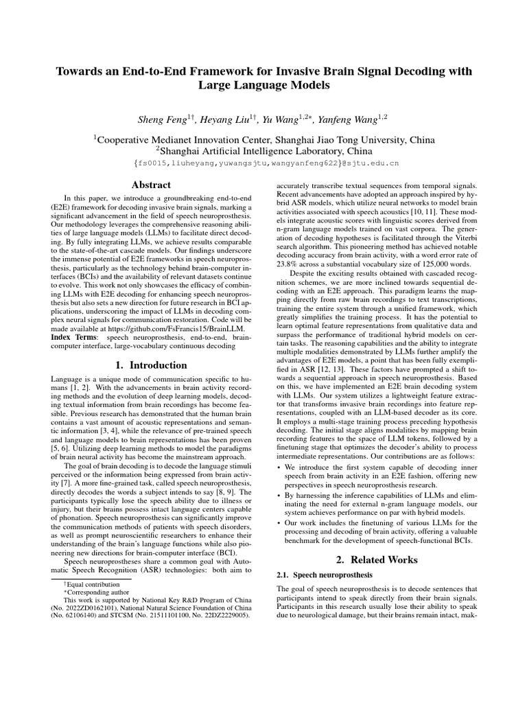 E2E Framework for Brain Signal Decoding | PDF | Speech Recognition | Speech