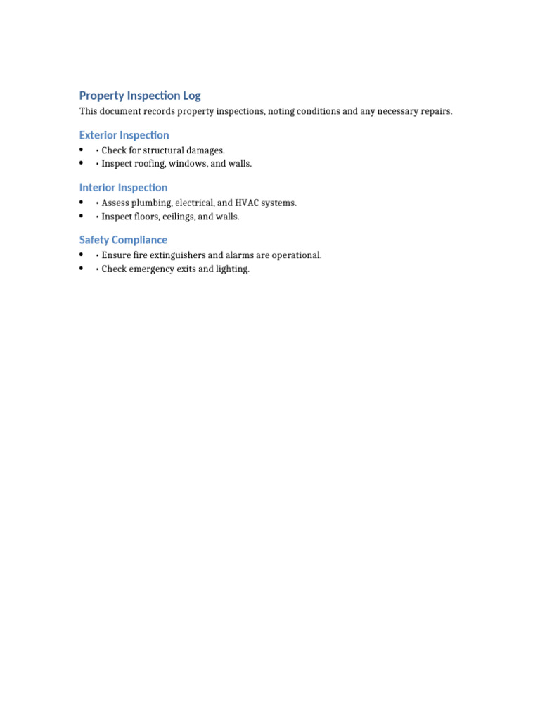 Property Inspection Checklist | PDF