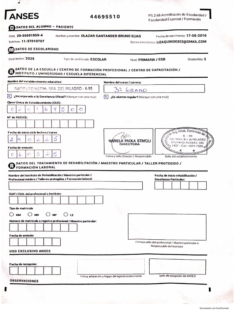 Certificación Escolar 2025 | PDF