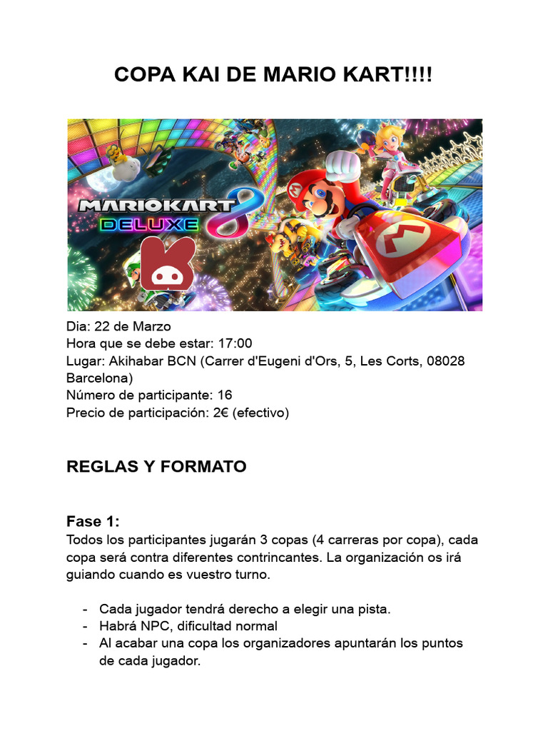 Copa Kai de Mario Kart en BCN | PDF