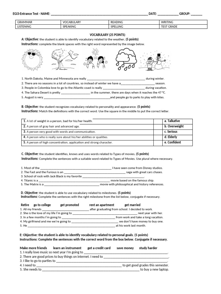 EGI3-Entrance Test | PDF | Santa Claus | Vocabulary