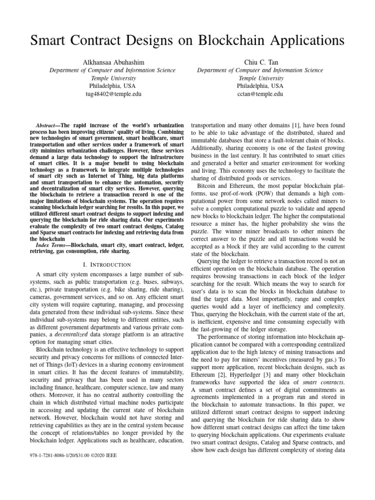 Smart Contracts for Ride Sharing Data | PDF | Database Index | Databases