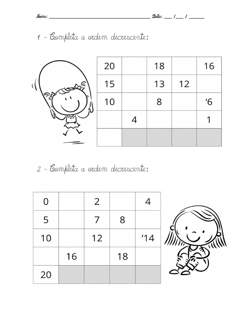 Exercícios de Ordem Decrescente | PDF