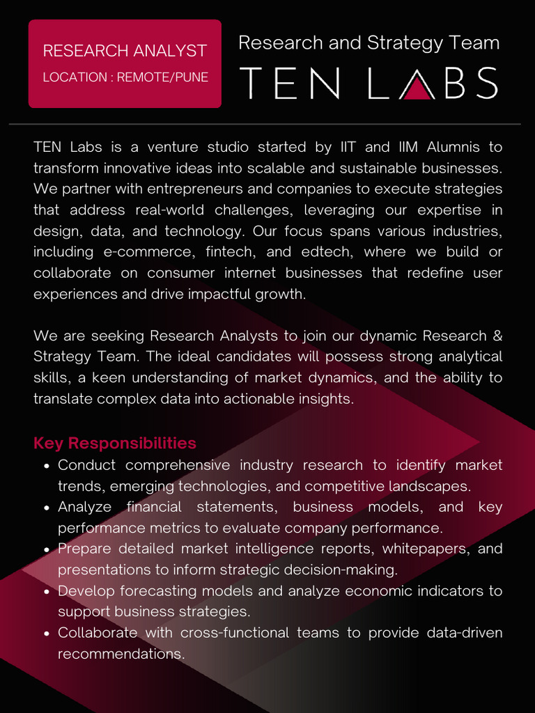 Remote Research Analyst Position at TEN Labs | PDF