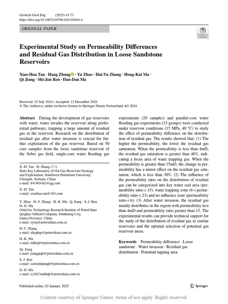 Experimental Study On Permeability Differences and | PDF | Petroleum ...