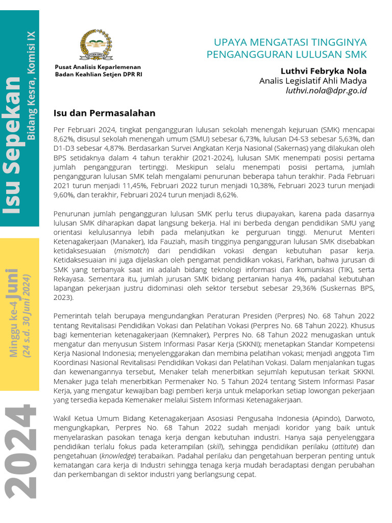 Isu Sepekan IV PUSLIT Juni 2024 209 | PDF