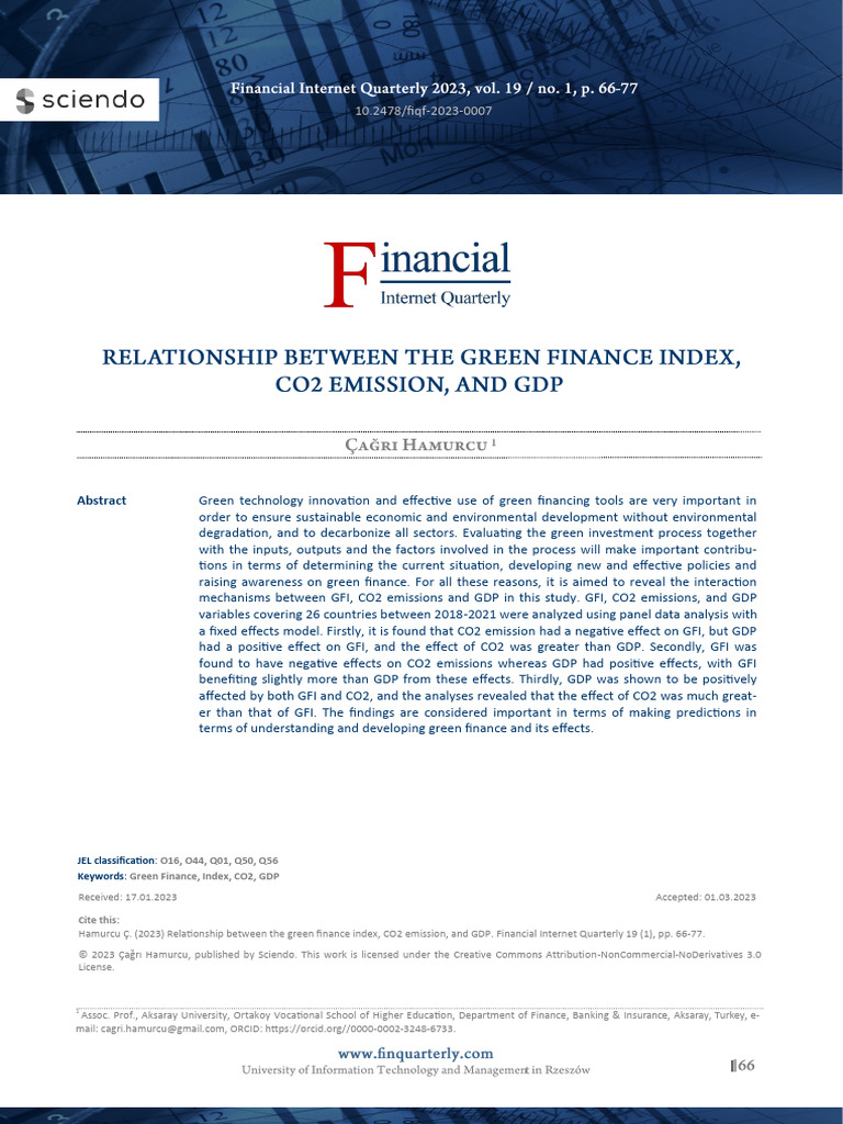 Green Finance Index Impact on CO2 and GDP | PDF | Gross Domestic ...