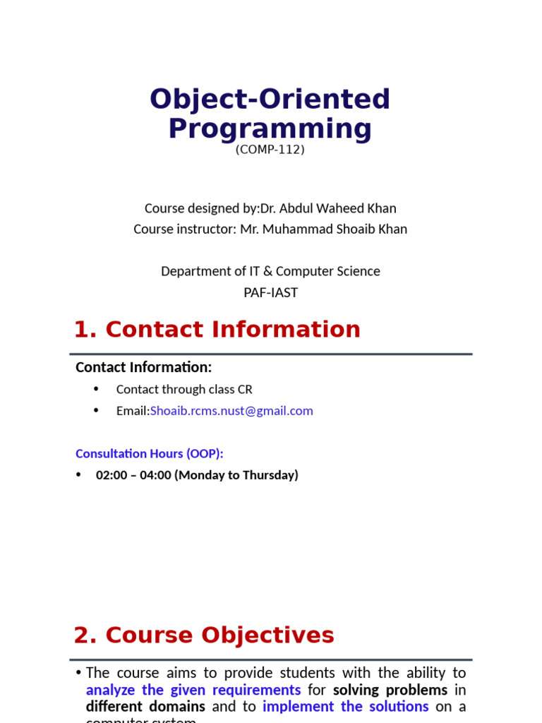 1-Introduction To OOP | PDF | Object Oriented Programming | C++