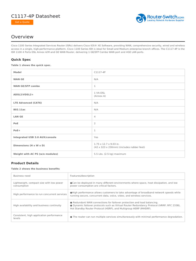 c1117 4p Datasheet | PDF | Computer Network | Virtual Private Network