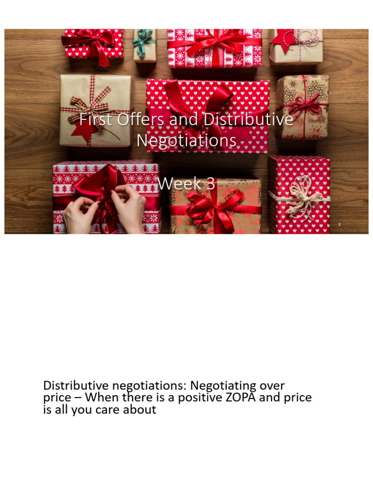 First Offers in Distributive Negotiations | PDF | Negotiation