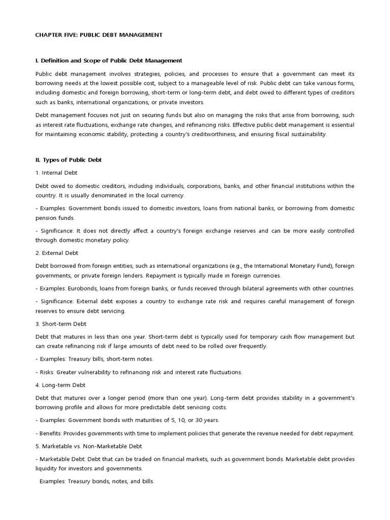 Public Debt Management Strategies | PDF | Debt | Government Debt