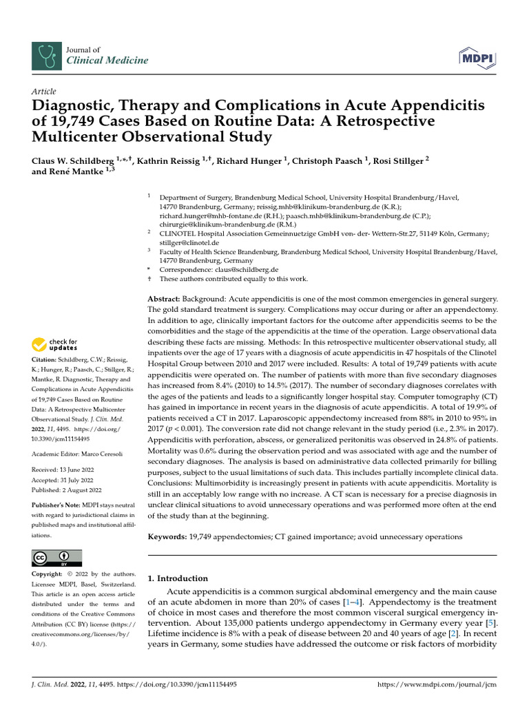 Complications Acute Appendicitis | PDF | Medical Diagnosis | Human ...