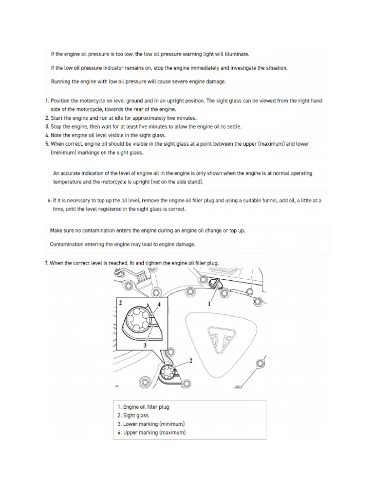 Speed400 Engine Oil Level Inspection | PDF