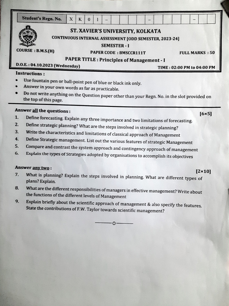 CIA Model Question Paper 2023-24 | PDF | Propositional Attitudes ...