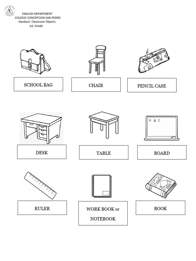 CLASSROOM OBJECTS Vocabulary | PDF