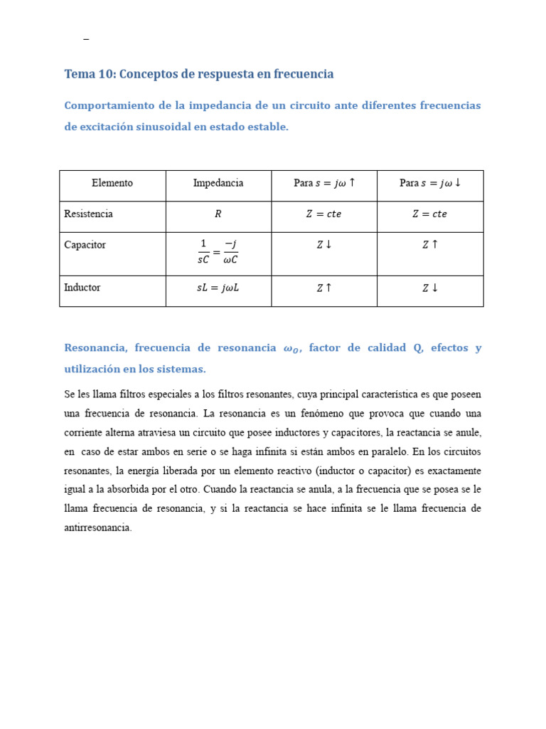 Respuesta en Frecuencia de Circuitos RLC | PDF | Impedancia eléctrica ...