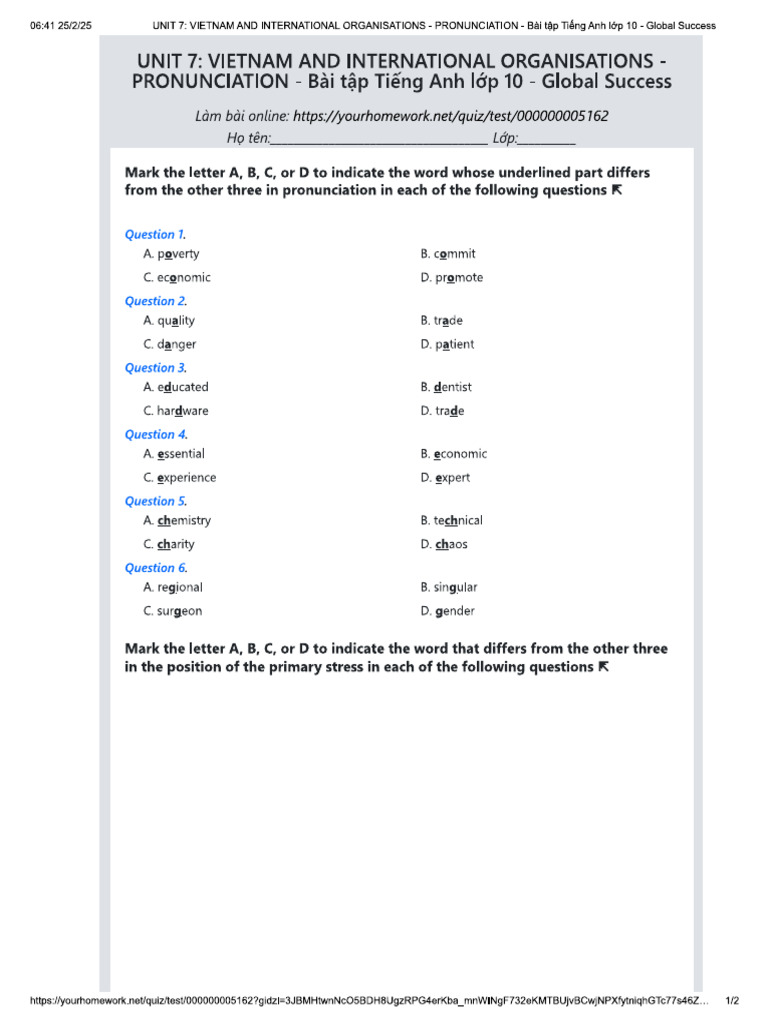 Unit 7 Pronunciation Pdf