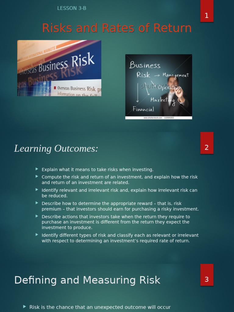 Lesson+3b Risk+and+Returns | PDF | Financial Risk | Capital Asset ...