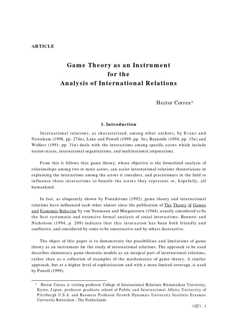 Game Theory | PDF | Game Theory | International Relations
