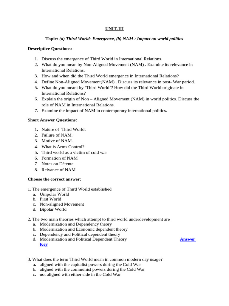 Unit 3 | PDF | Non Aligned Movement | Third World