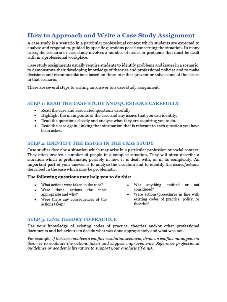 How To Approach and Write A Case Study Assignment | PDF | Analysis ...