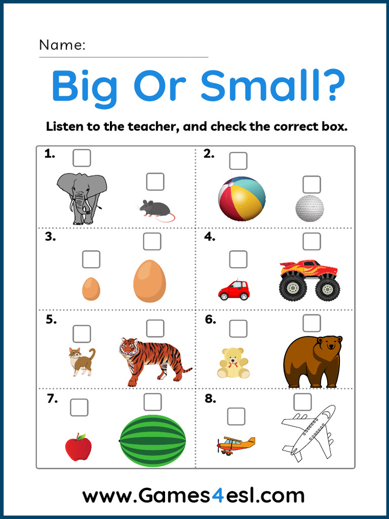 Big and Small Worksheet 2 | PDF