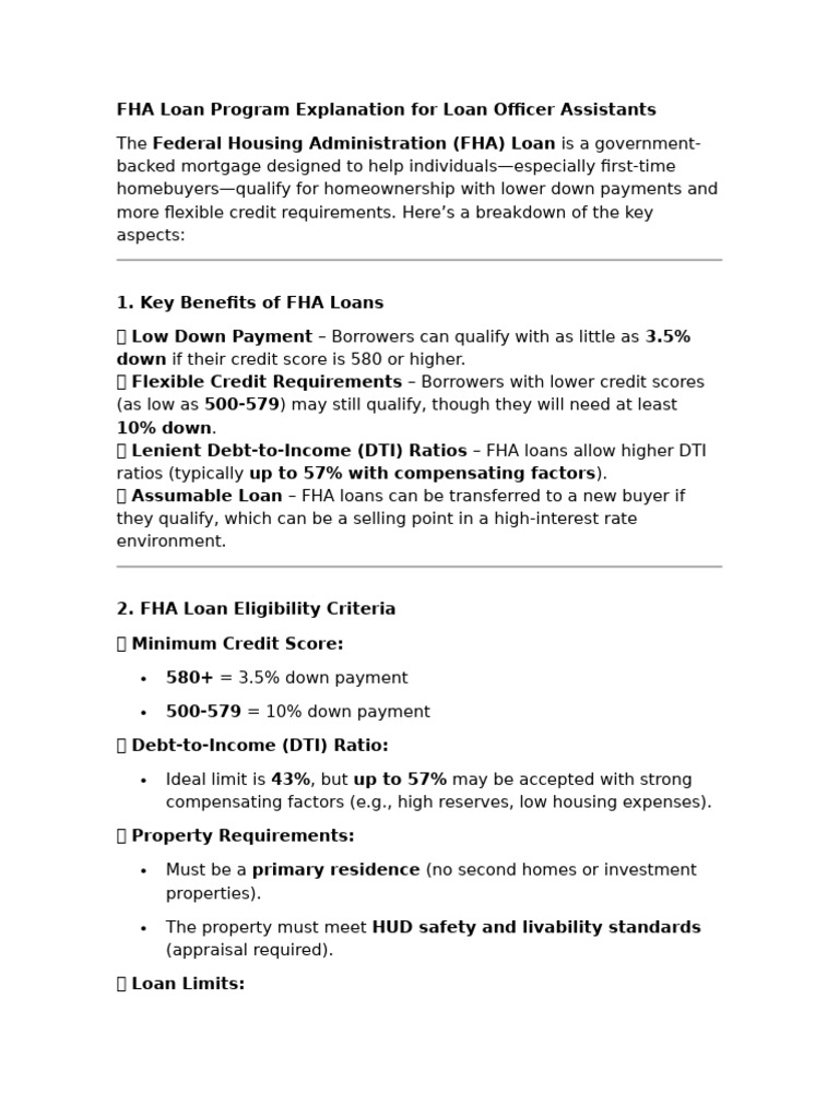 FHA Loan Guide for Loan Officer Assistants | PDF | Fha Insured Loan ...