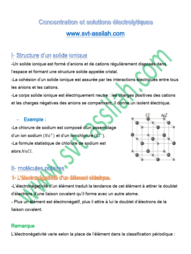 Propriétés des solides ioniques et solutions | PDF | Molécule d'eau ...