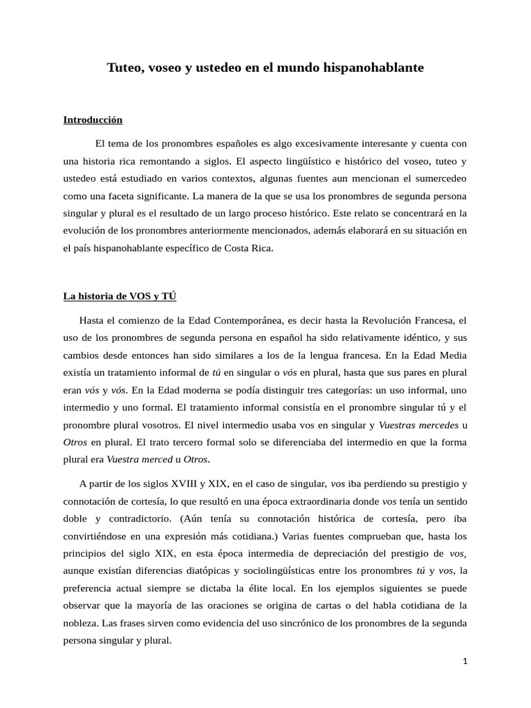 Ejemplos de tuteo, voseo y ustedeo | PDF | Lengua española | Lingüística