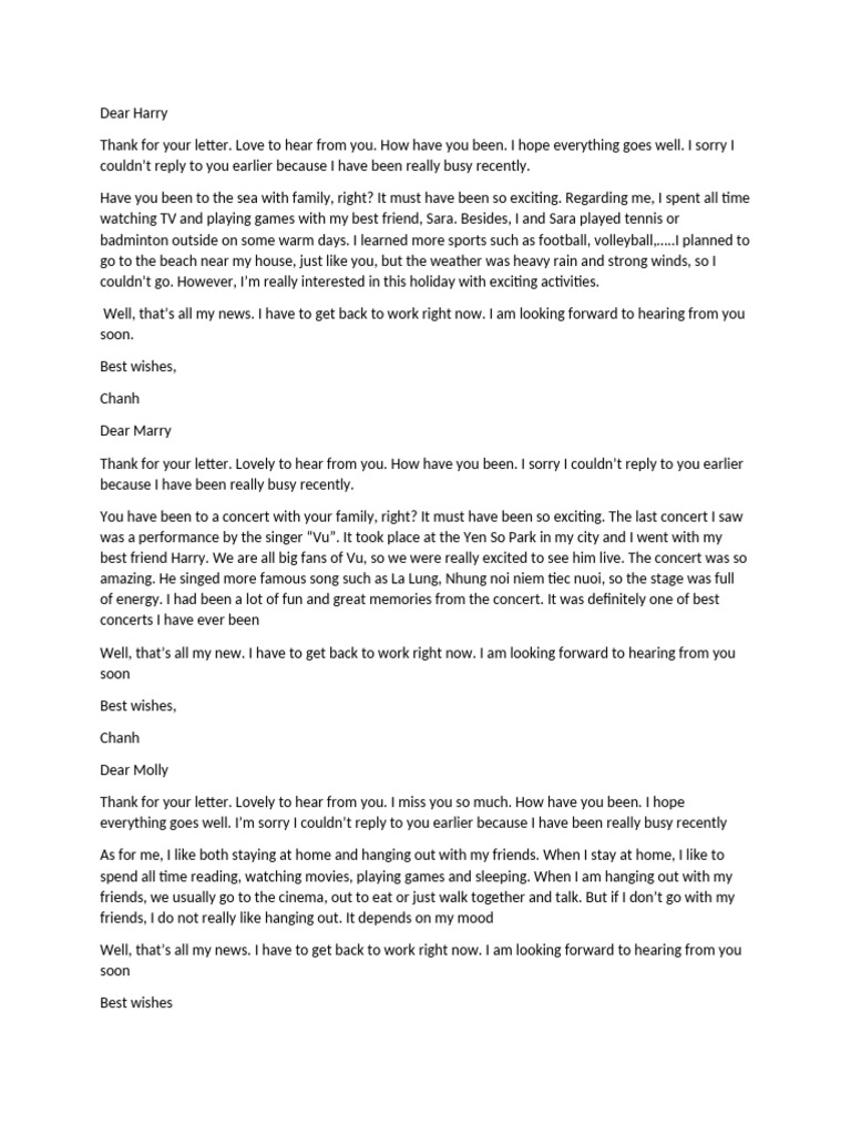CEFR Letter Writing Examples | PDF