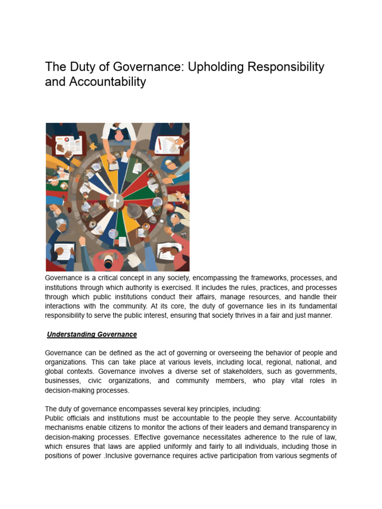 The Duty of Governance - Upholding Responsibility and Accountability ...