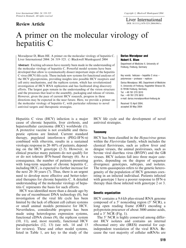 Moradpour2004 A Primer On The Molecular Virology of | PDF | Hepatitis C ...