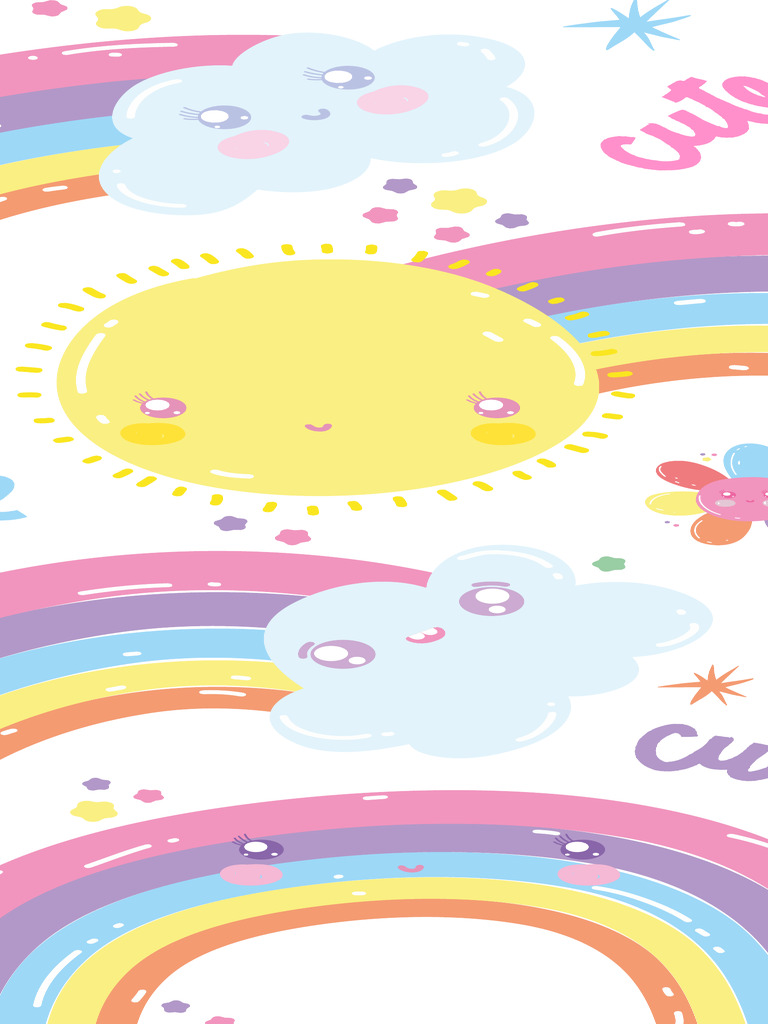 White Illustration Colorful Cute Rainbow and Sun Kids Bookmark | PDF