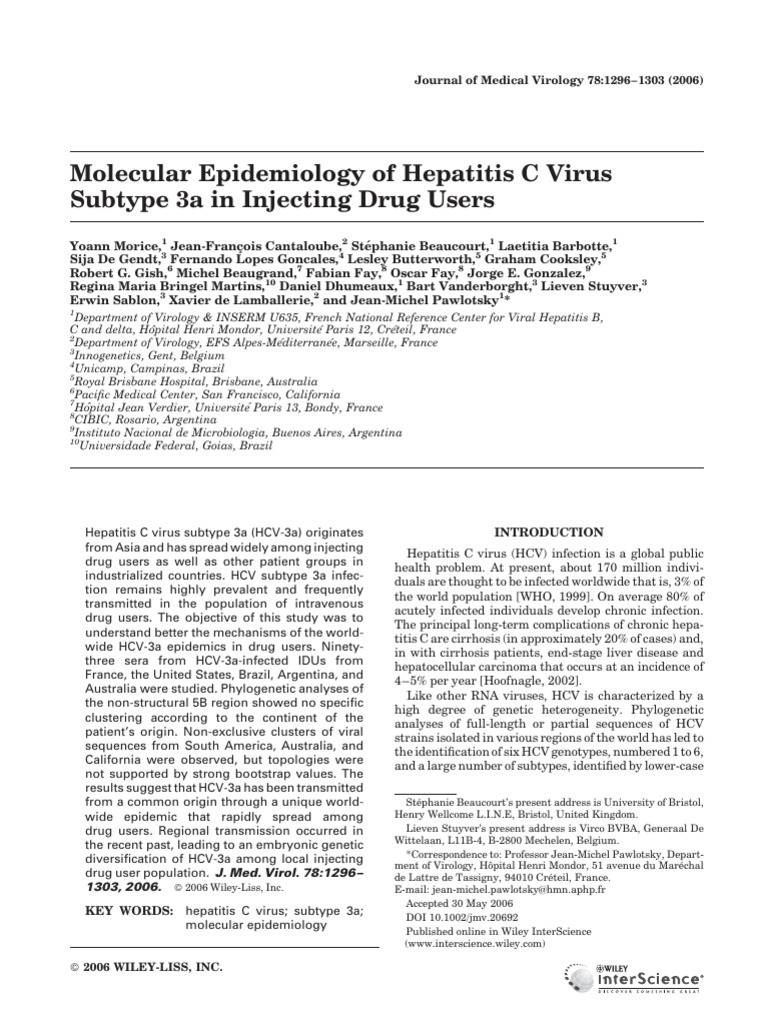 HCV-3a Molecular Epidemiology in IDUs | PDF | Hepatitis C | Phylogenetics
