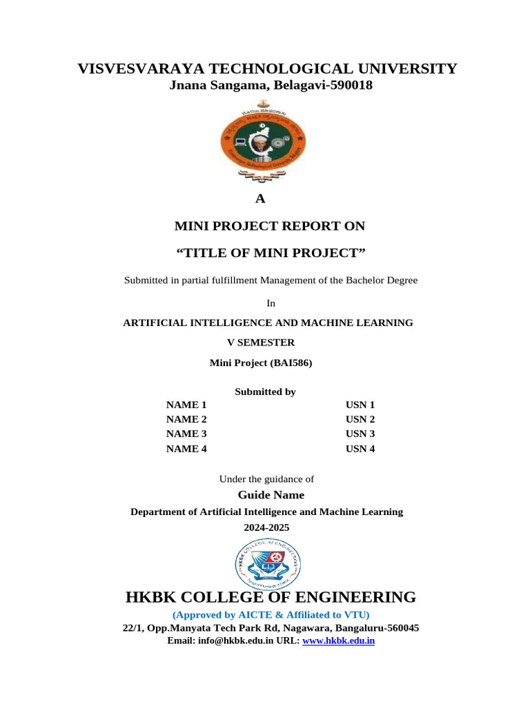 Mini Project Report on AI & ML | PDF