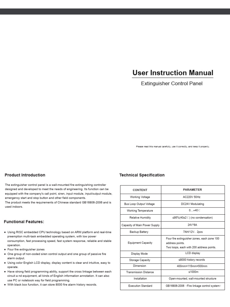 Extinguisher Control Panel User Manual | PDF | Power Supply | Vacuum Tube