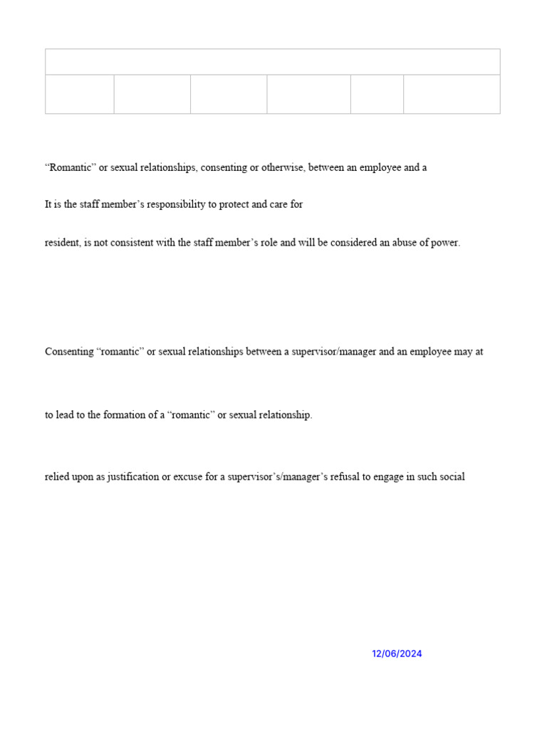 Workplace Relationship Policy Guidelines | PDF | Consent | Employment