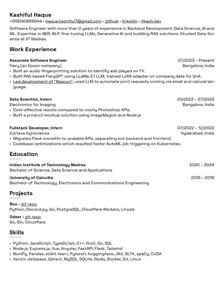 Software Engineer & Data Scientist Profile | PDF