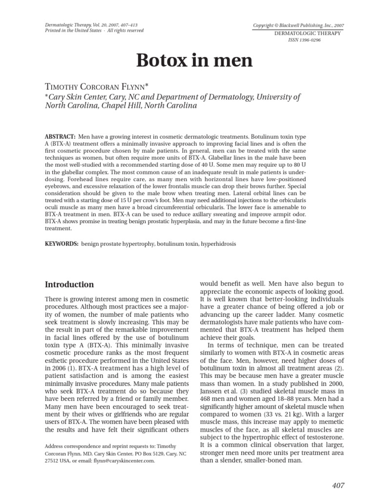 Botox in Men | PDF | Botulinum Toxin | Wrinkle