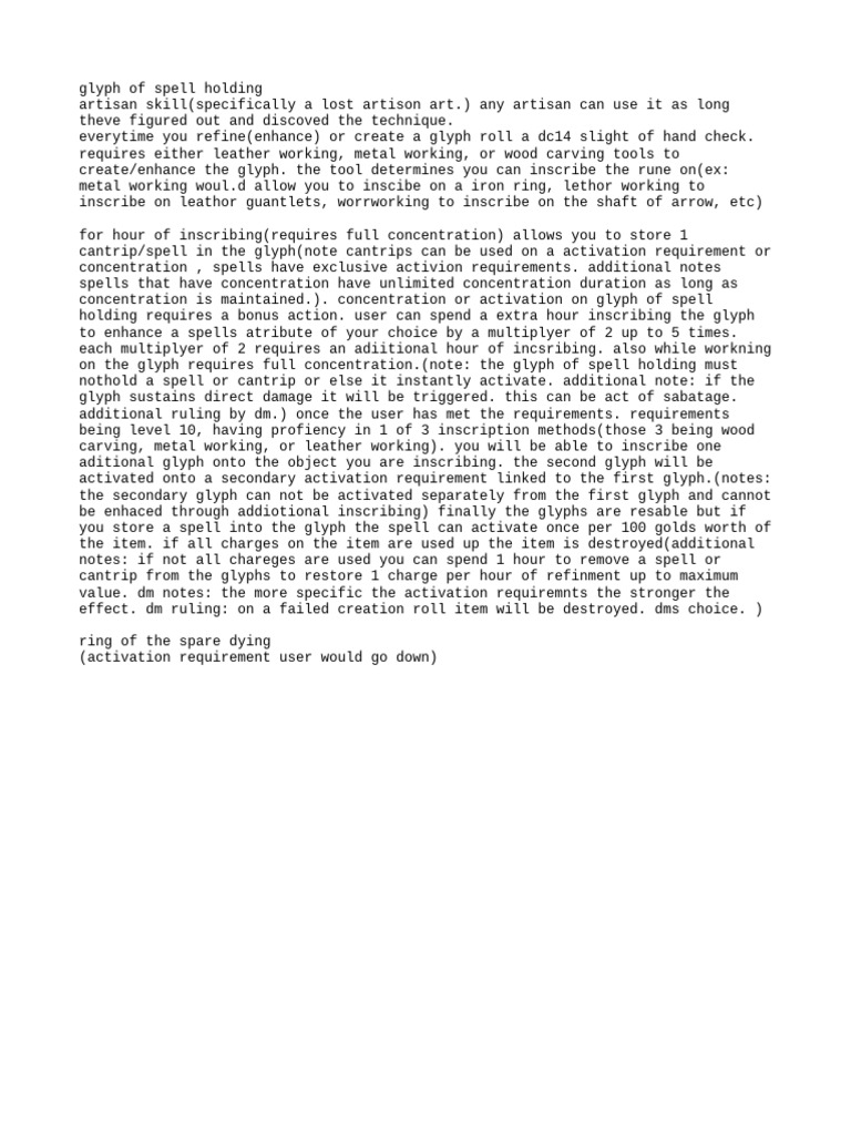Glyph of Spell Holding Mechanics | PDF