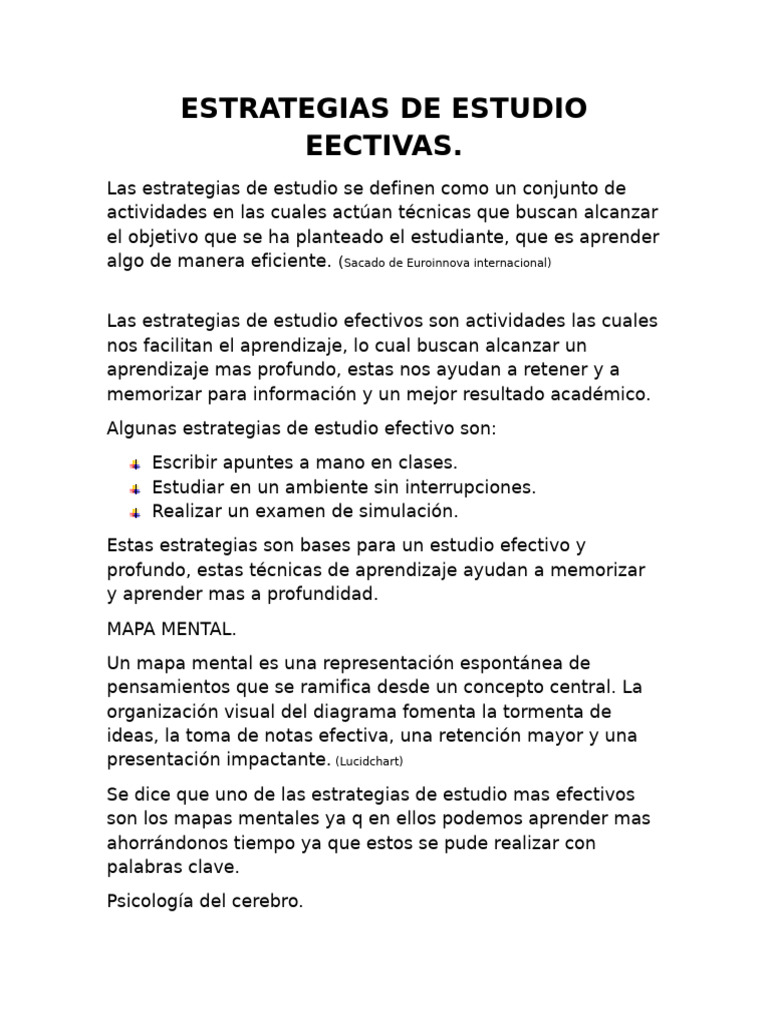 Estrategias de Estudio Efectivas | PDF | Aprendizaje | Memoria
