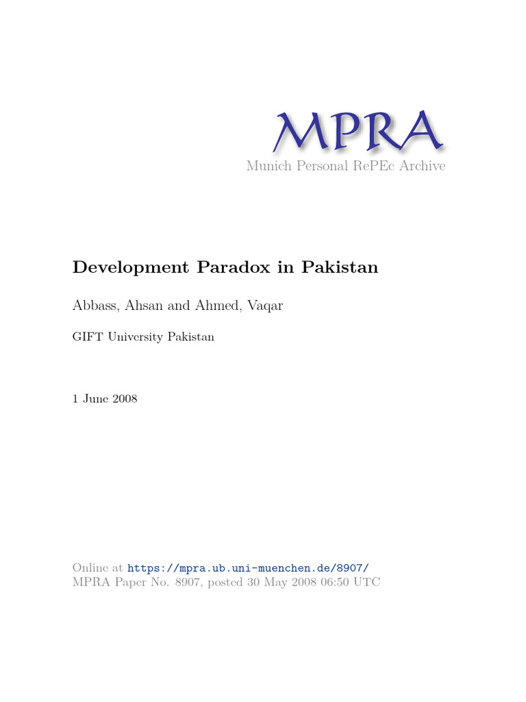 MPRA Paper 8907 | PDF | Gross Domestic Product | Fiscal Policy