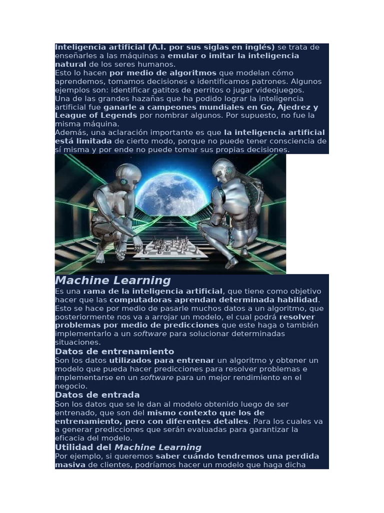 Introducción a la Inteligencia Artificial y Machine Learning | PDF ...