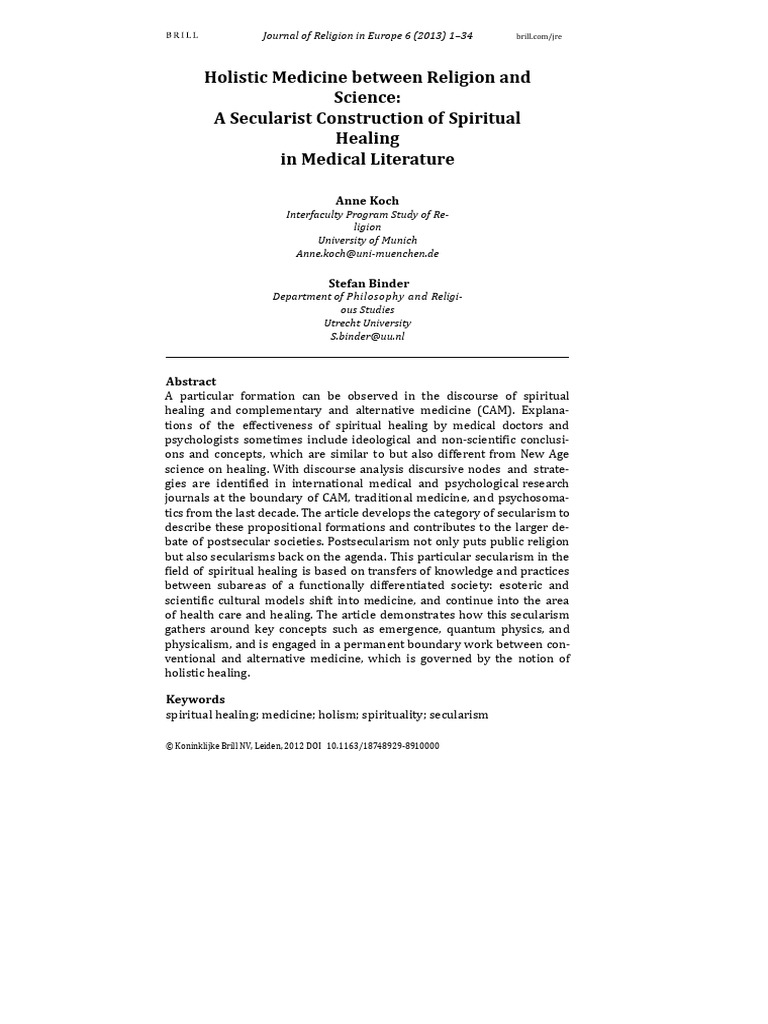 Holistic medicine between religion and science pdf new age secularism