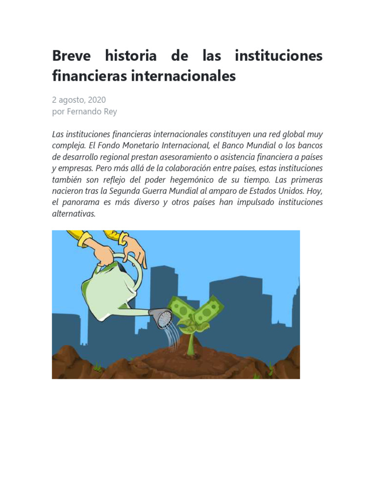 Breve Historia de Las Instituciones Financieras Internacionale | PDF ...