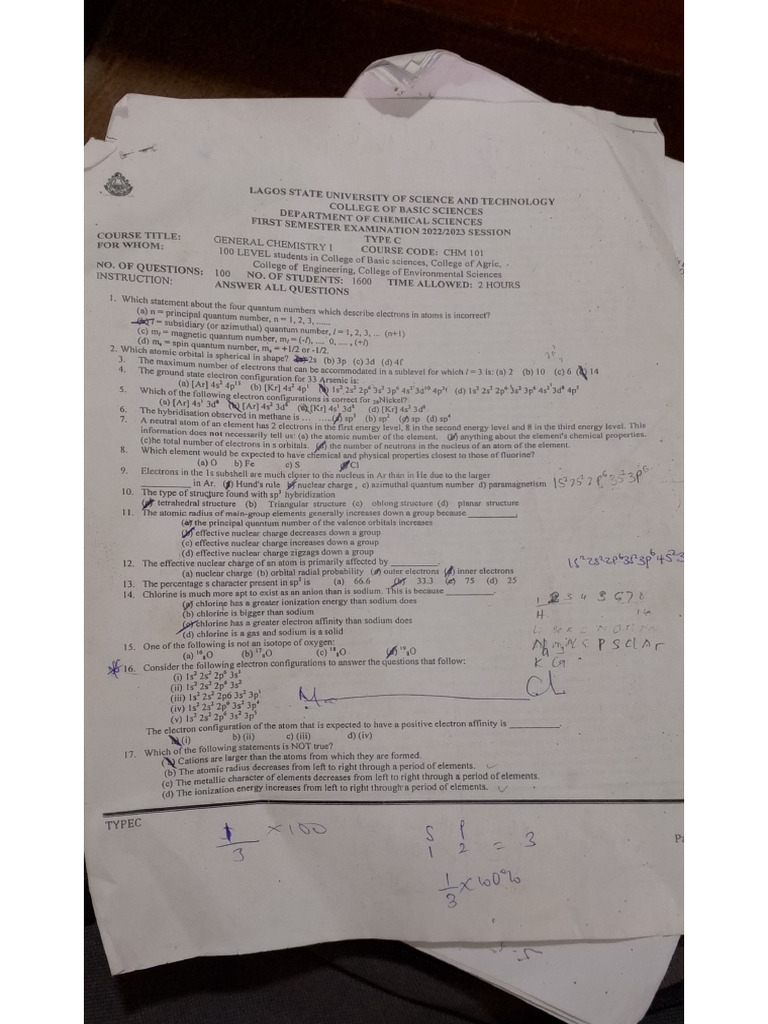 Chm101 Obj Question Pack | PDF